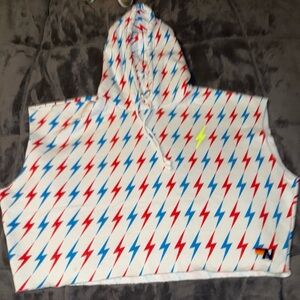 NWOT Aviator Nation Bolt Sleeveless Relaxed Cropped Pullover Hoodie Sz XS